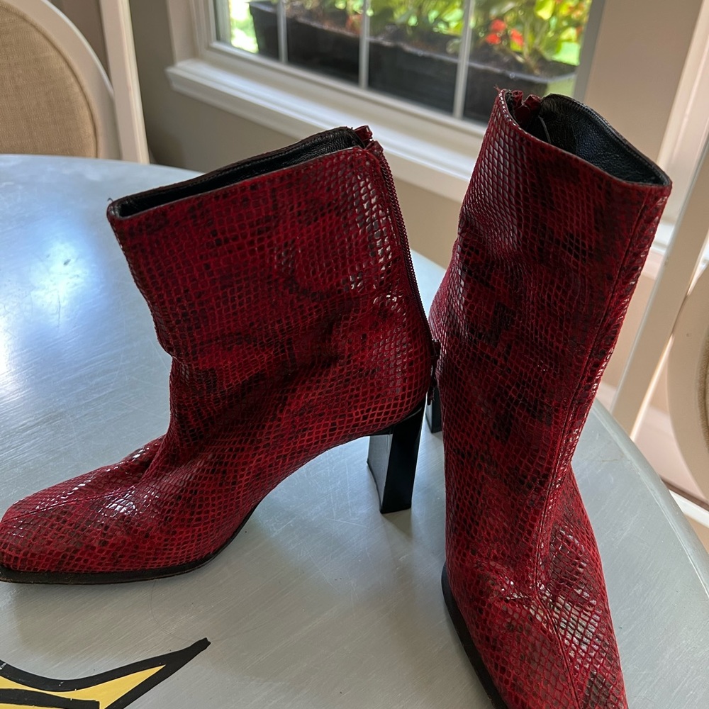 Stuart Weitzman Red Snake Boots Size 6b - image 1